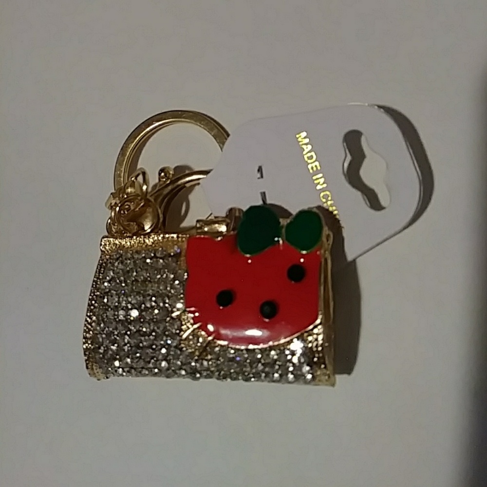 Helloe Kitty Rhinestone Gold Color Key Chain - Picture 3 of 3